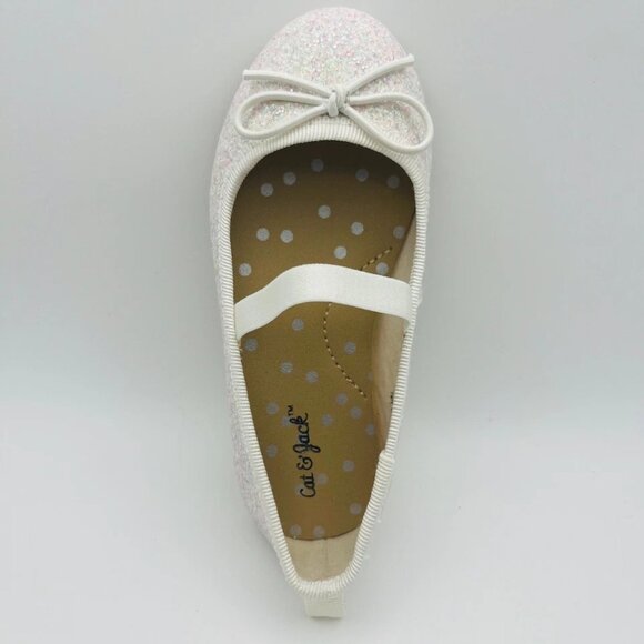 Toddler Girls' Lily Glitter White Slip On Ballet Flats Elastic Strap Size 10 - Picture 3 of 4